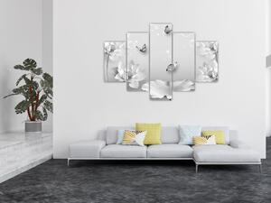 Kép - Virágos dizájn pillangókkal (150x105 cm)