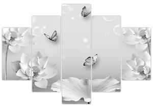 Kép - Virágos dizájn pillangókkal (150x105 cm)
