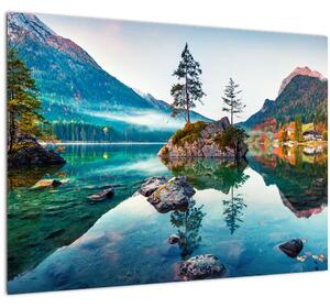 Kép - Lake Hintersee, Bajor - Alpok, Ausztria (üvegen) (70x50 cm)