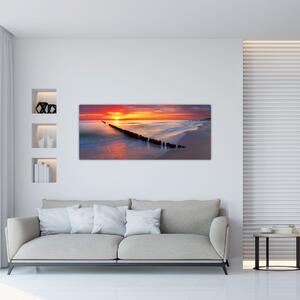 Kép - Naplemente, Balti tenger, Lengyelország (120x50 cm)