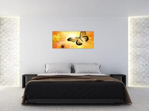 Kép - Sárga pillangó virággal (120x50 cm)