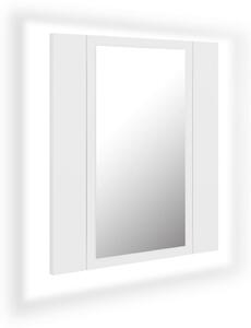 Fehér akril LED-es fürdőszobaszekrény tükörrel 40 x 12 x 45 cm (804948)