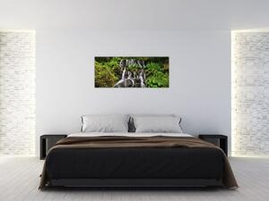 Egy kép a vízesésekről egy trópusi erdőben (120x50 cm)