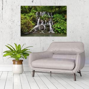 Egy kép a vízesésekről egy trópusi erdőben (90x60 cm)