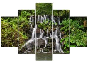 Egy kép a vízesésekről egy trópusi erdőben (150x105 cm)