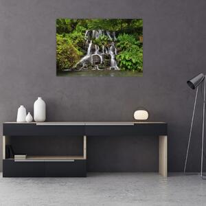 Egy kép a vízesésekről egy trópusi erdőben (90x60 cm)