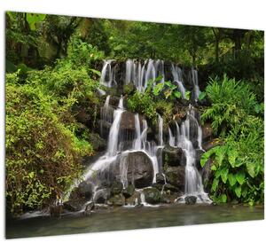 Egy kép a vízesésekről egy trópusi erdőben (70x50 cm)