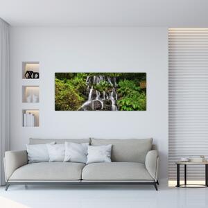 Egy kép a vízesésekről egy trópusi erdőben (120x50 cm)