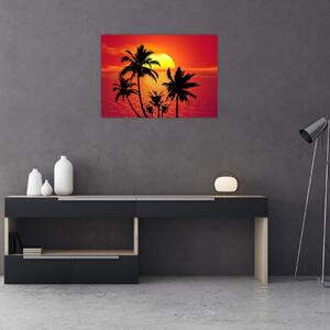 Egy sziget sziluettjének képe pálmafákkal (70x50 cm)