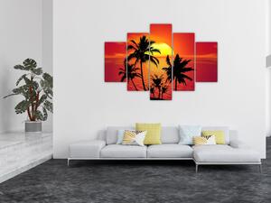 Egy sziget sziluettjének képe pálmafákkal (150x105 cm)
