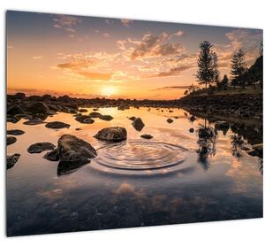 Kép - naplemente a tó mellett (70x50 cm)