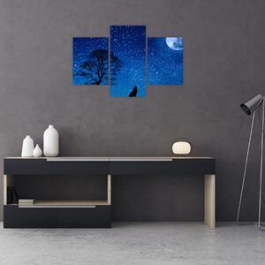 A Holdon üvöltő farkas képe (90x60 cm)