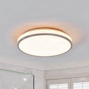 Lindby LED mennyezeti világítás Lyss, Ø 40 cm, króm színű, IP44, Fehér / opál, Fürdőszoba, Üveg, Modern