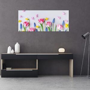 Tavaszi virágok képe (120x50 cm)