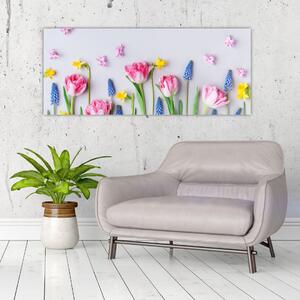 Tavaszi virágok képe (120x50 cm)