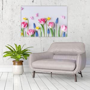 Tavaszi virágok képe (90x60 cm)