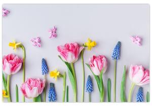 Tavaszi virágok képe (90x60 cm)