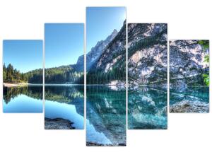 Egy alpesi tó képe (150x105 cm)