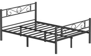 SONGMICS fém franciaágy keret 140 × 190 cm matrachoz, matrac nélkül, fekete