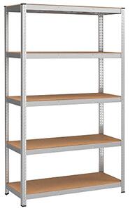 5 szintes polcrendszer, acél polcrendszer tároláshoz, teherbírás 875 kg, 60 x 120 x 200 cm, ezüst