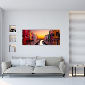 Kép - Naplemente, Burano sziget, Velence, Olaszország (120x50 cm)
