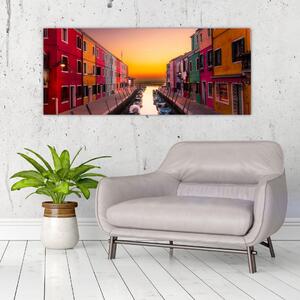 Kép - Naplemente, Burano sziget, Velence, Olaszország (120x50 cm)