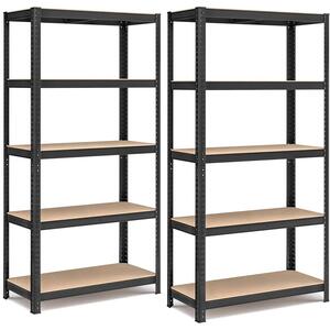 Acél polcrendszer 2 db-os, 180x90x40 cm, fekete