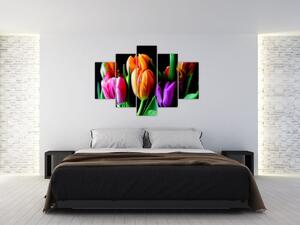 Tulipánok képe fekete alapon (150x105 cm)