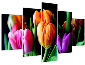 Tulipánok képe fekete alapon (150x105 cm)
