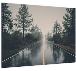 Egy út képe az esőben (üvegen) (70x50 cm)