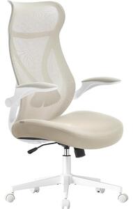 SONGMICS ergonomikus irodai szék fejtámlával, felhajtható kartámaszokkal, max. 150 kg, cappuccino bézs