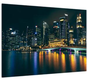 Egy kép az éjszakai Szingapúrról (üvegen) (70x50 cm)