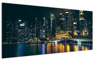 Egy kép az éjszakai Szingapúrról (120x50 cm)