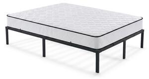 AKORD Furniture Factory Összecsukható Fém Ágykeret Rugós Matraccal 120x200 cm Fekete 9 Lábbal 20 Léccel