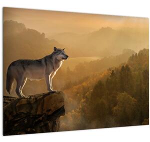 Egy farkas képe a sziklán (70x50 cm)