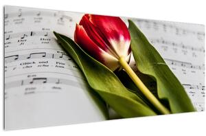 Egy vörös tulipán képe (120x50 cm)