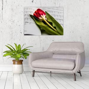 Egy vörös tulipán képe (70x50 cm)