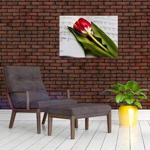 Egy vörös tulipán képe (70x50 cm)