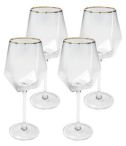 Kare Design Diamond Rim boros pohár készlet üveg átlátszó arany szegéllyel 525 ml