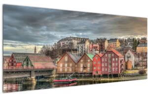 Kép - házak a folyó mellett (120x50 cm)