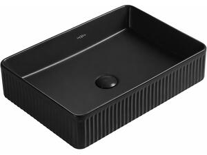 Mexen Grovo pultra helyezhető bordázott mosdó 50 x 34 cm, fekete matt - 22305085