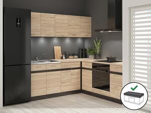 Sarokkonyha Junona Line 200 + 200 cm (wenge + sonoma tölgy + sonoma tölgy)