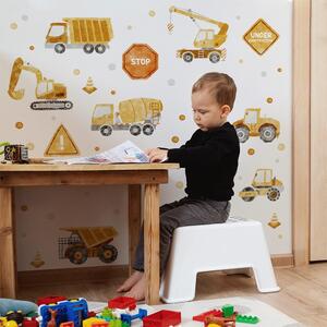 Gario Falmatrica gyerekeknek Építkezés - keverőgép, kotrógép, buldózer és teherautó Méret: 105 x 100 cm
