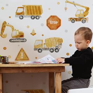 Gario Falmatrica gyerekeknek Építkezés - keverőgép, kotrógép, buldózer és teherautó Méret: 105 x 100 cm