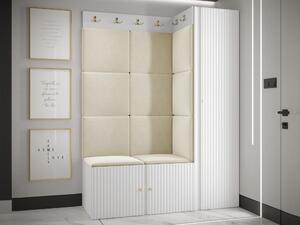 Előszoba garnitúra Hartford 385, 186x124x46cm, Világosbarna, Fehér, Kárpit, Közepes sűrűségű farostlemez, Laminált forgácslap