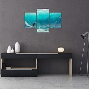 Szörfösök képe a hullámokban (90x60 cm)