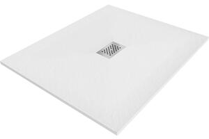 Mexen Hugo, négyszögletes zuhanytálca SMC 120 x 100 cm, fehér, acél huzat, 42101012-X