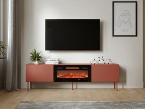 TV-állvány Fentore 104, Laminált forgácslap, Közepes sűrűségű farostlemez, 58x200x40cm, Piros