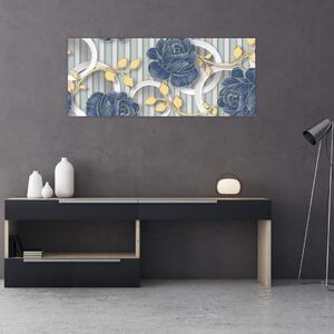 Kép - Rózsák és körök (120x50 cm)