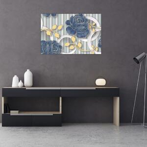 Kép - Rózsák és körök (90x60 cm)